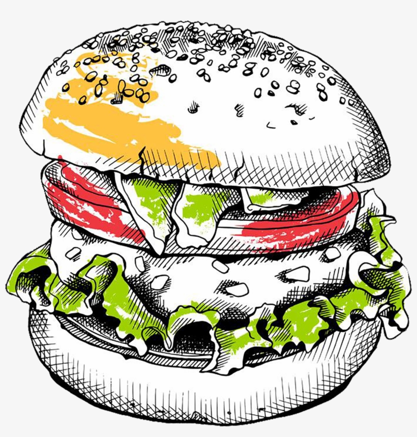 Hamburger Clipart Bacon Cheeseburger - Vector Painted Burgers, transparent png download