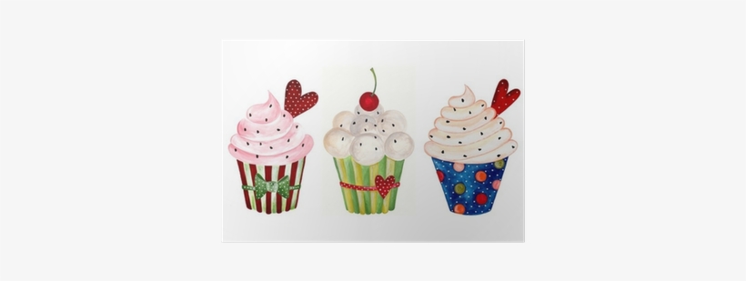 Set Of Cupcake - Clipart Cupcake Watercolor, transparent png download