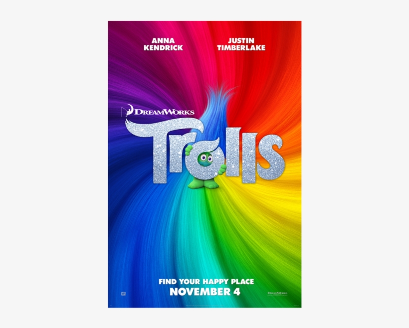 Egyptian Theatre Free Movie - Trolls Official Movie Poster, transparent png download