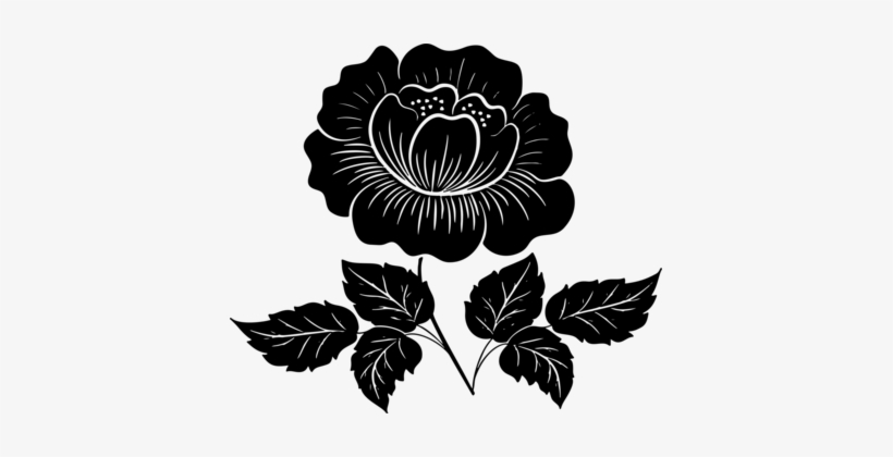 Silhouette Leaf Rose Family Floral Design Flower - Floral Design, transparent png download