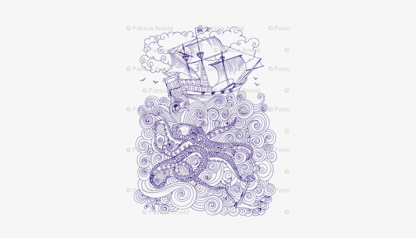 Pirate Ship And Octopus - Ship, transparent png download
