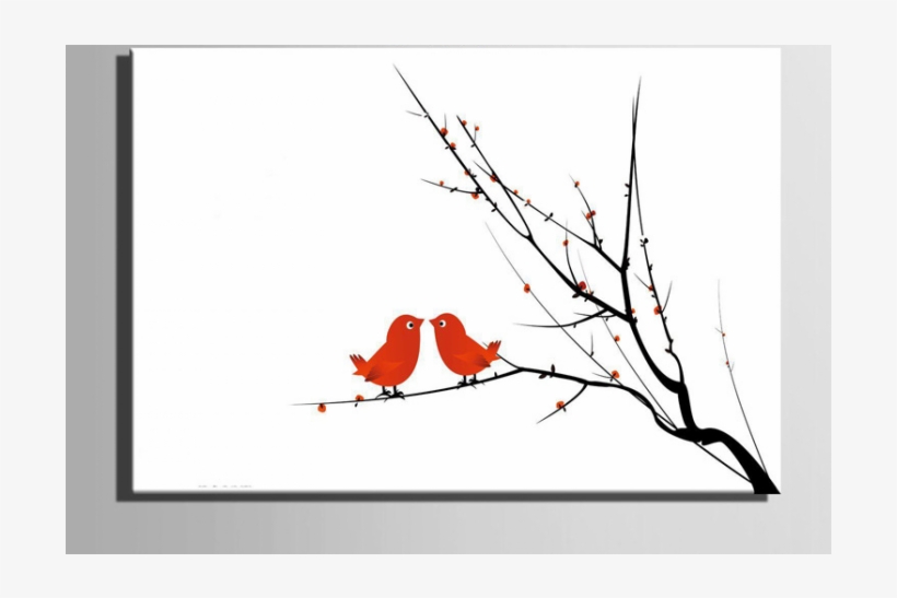 Fingerprint Canvas Wedding Fingerprint Loving Bird, - 树枝 素材, transparent png download
