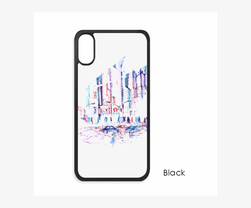 Crowd Cars Skyscraper Watercolor For Iphone X Cases - Mobile Phone Case, transparent png download