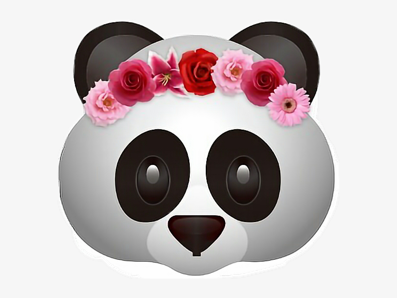 Panda Emoji Flower Flowercrown Freetoedit - Panda With Flower Crown, transparent png download