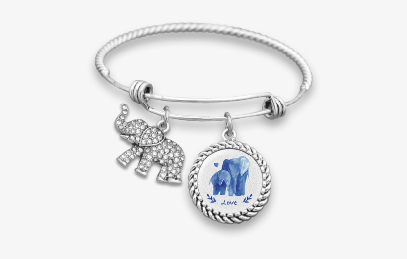 Watercolor Elephants Charm Bracelet - Breast Cancer Bracelets Mom, transparent png download