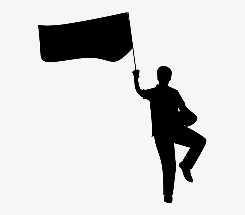 Men Silhouette With Flag, transparent png download
