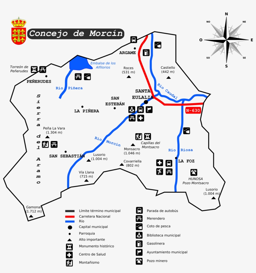 Mapa Resumido Del Concejo De Morcín - Morcín, transparent png download