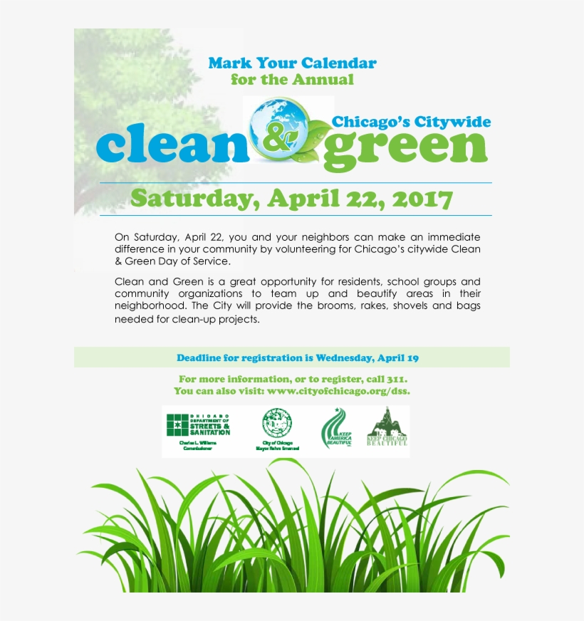 Clean And Green Day Is April 22nd - Chicago, transparent png download