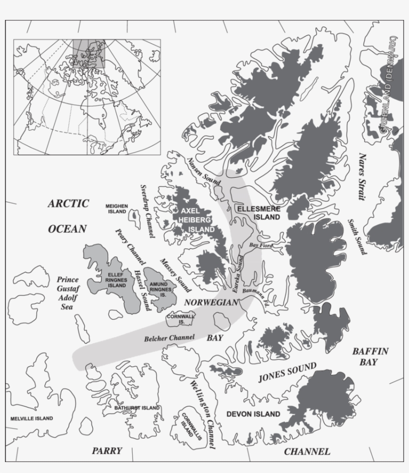 Regional Map Of The Queen Elizabeth Islands And The - Queen Elizabeth Islands, transparent png download