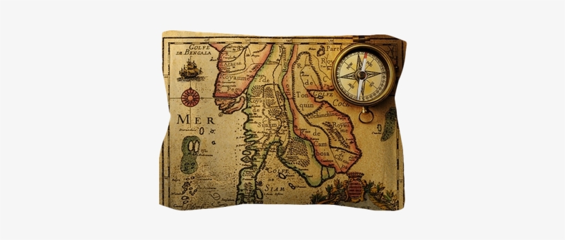 Cafepress Beautiful Old Brass Compass Over Picture, transparent png download