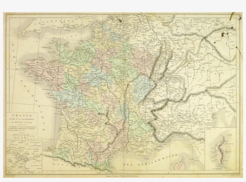 Antique Map Of France, 1860 On Chairish - France, transparent png download