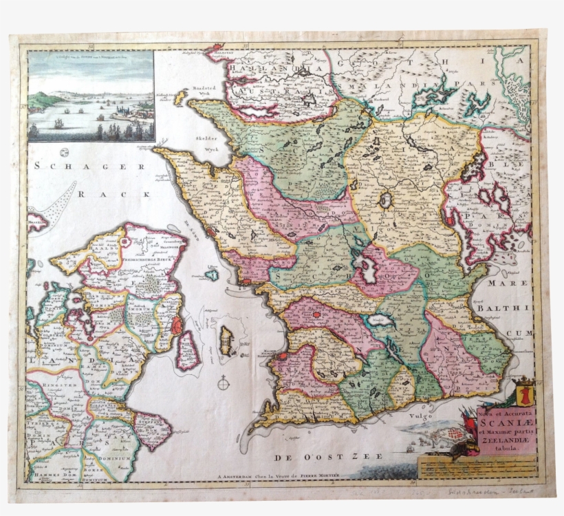 Beautiful And Very Rare Antique Map Of South Sweden - Map, transparent png download