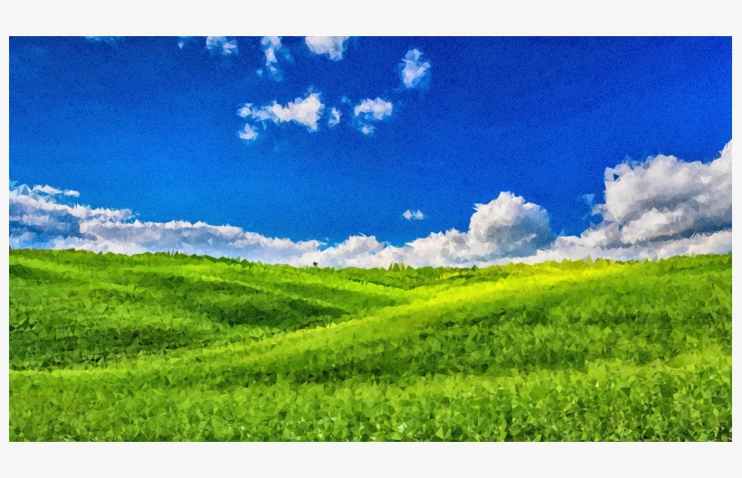 Medium Image - Green Meadow Blue Sky, transparent png download
