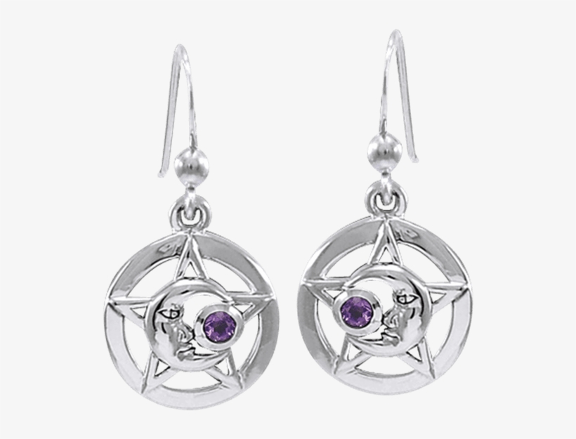Silver Moonman Pentacle Earrings - "trinity Fairy Earrings", transparent png download