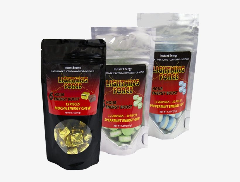15 Count Pep Bag 555x688 - Lightning Force Energy Gum Peppermint 110mg Caffeine, transparent png download
