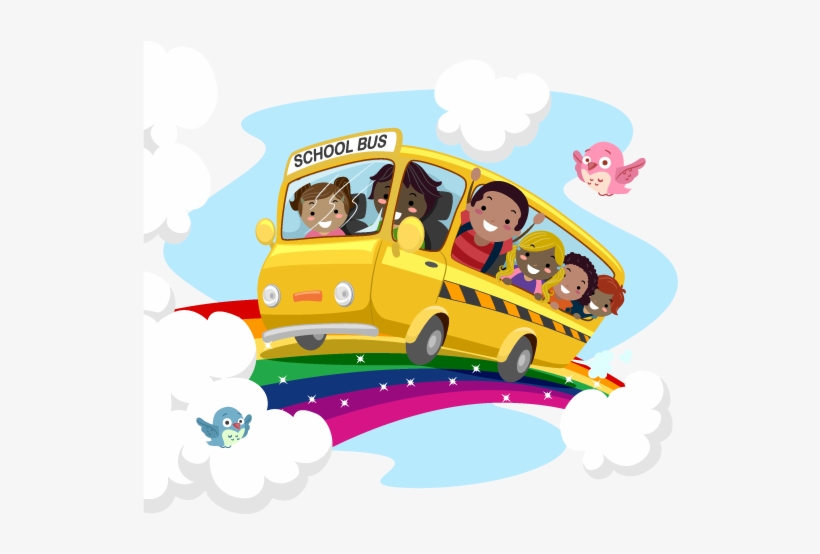Bus - Rainbow In School Clipart, transparent png download