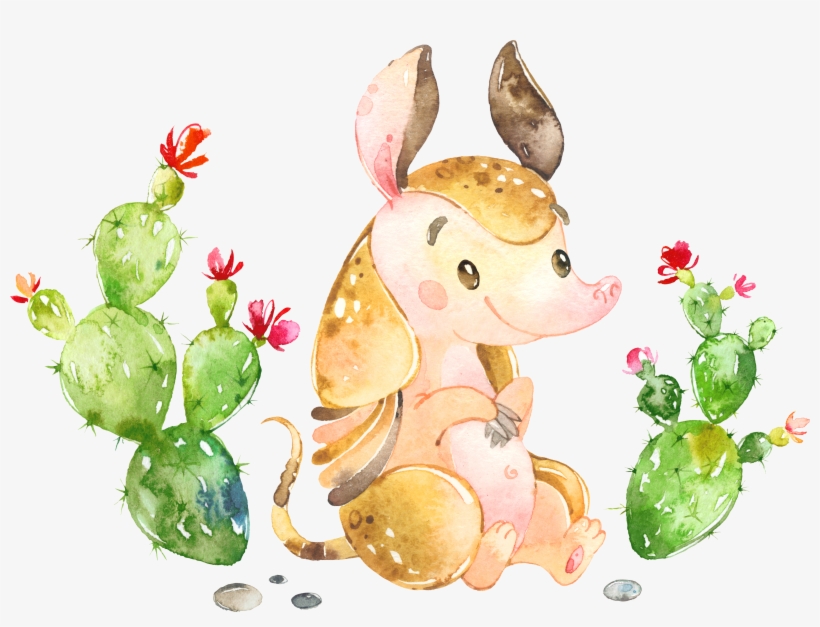 Armadillo-01 - Watercolor Painting, transparent png download