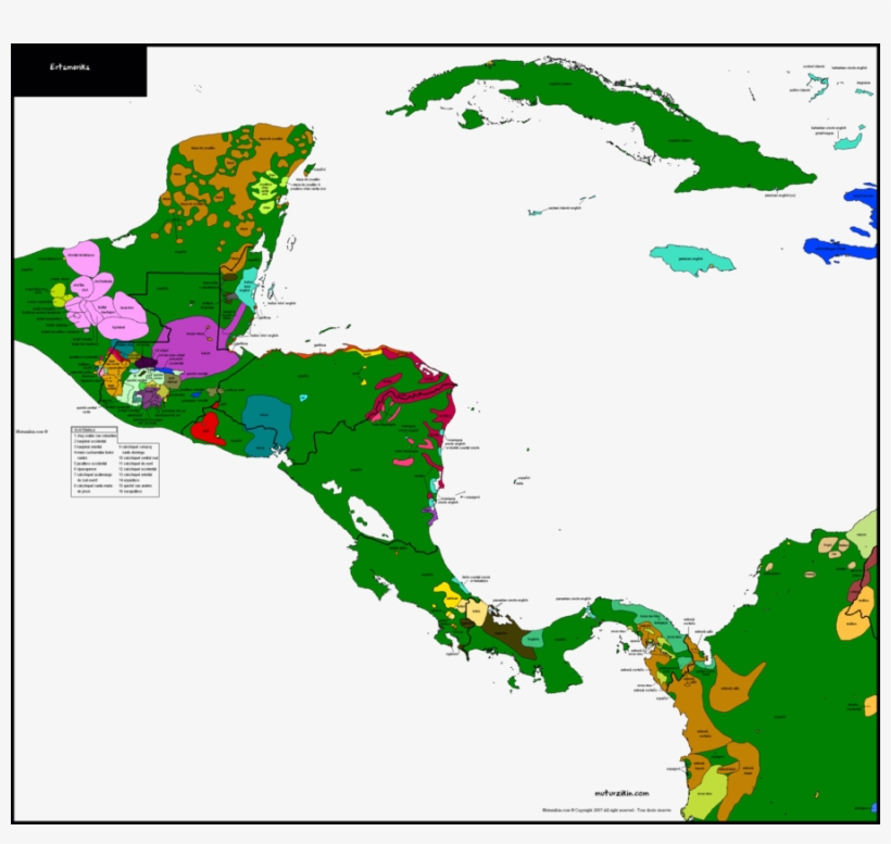 Download Linguistic Map Of Central America Clipart - Linguistic Map Of Central America, transparent png download