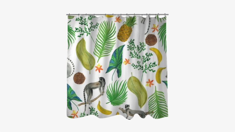 Watercolor Painting Seamless Pattern With Tropical - Tufted Titmouse, transparent png download