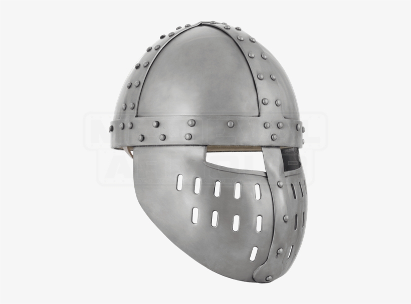 Crusader Spangenhelm With Face Guard - Medieval Transitional Helmet, transparent png download