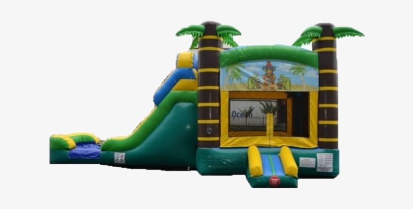 Tiki Waterslide Bounce Combo - Tiki Bounce House With Slide, transparent png download