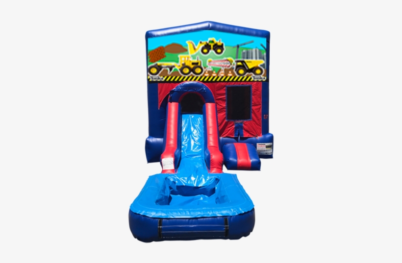 Construction Trucks Mini Red & Blue Bounce House Combo - Pj Mask Water Slide, transparent png download