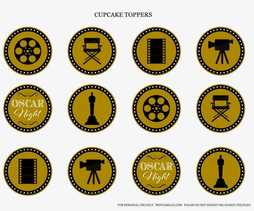 Com Wp Content Uploads 2015 02 Oscar Cupcake Toppers - Oscar Party Printables, transparent png download