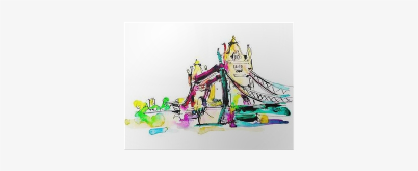 Watercolor Sketch Painting Of The Tower Bridge In London - London, transparent png download
