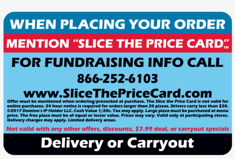 Card Back 2017 - Dominos Slice The Price Card Code 2018, transparent png download