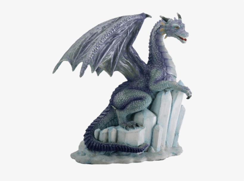 Ice Dragon On Ice Statue - Winter Dragon On Ice Fantasy Figurine Decoration Decor, transparent png download