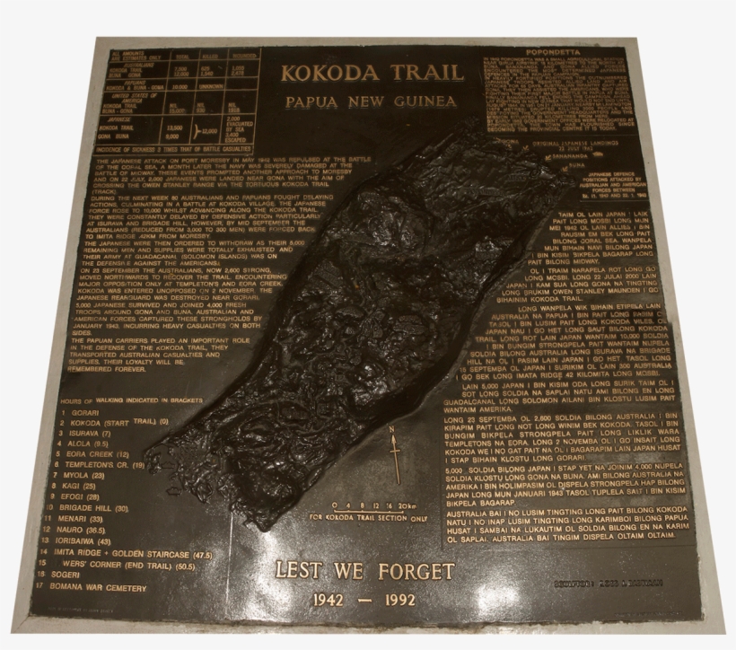 Memorial To The Kokoda Campaign In - Stele, transparent png download