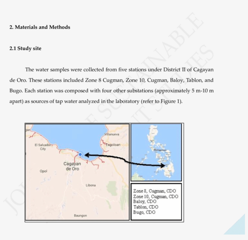 Map Of The Studied Tap Water Stations In District Ii, - Cagayan De Oro, transparent png download