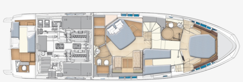 19 20150824144620 Azimut Flybridge 60 Lower-deck - Azimut 53 Flybridge Layout, transparent png download