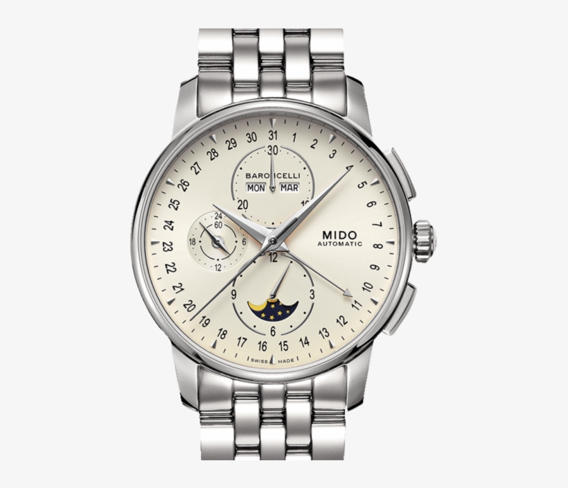 The Baroncelli Moon Phase Watch Stands Out Thanks To - Mido Chronograph Moon Phase, transparent png download
