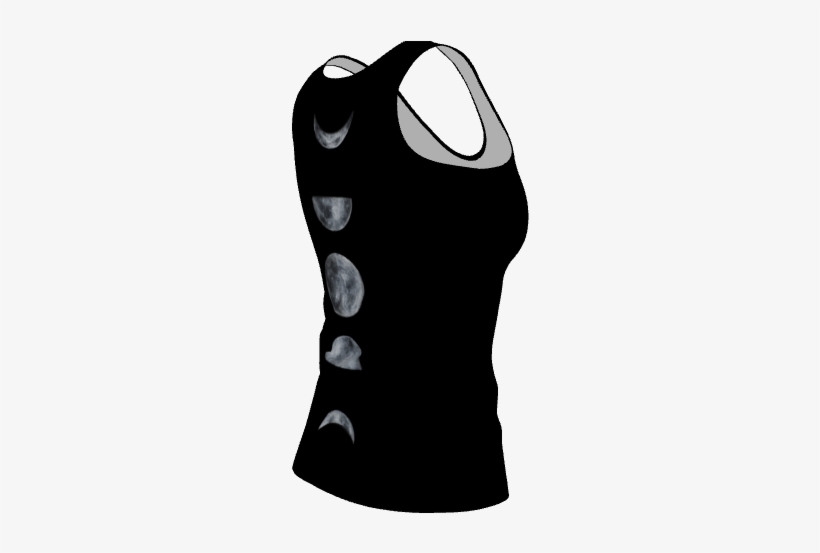 Back View Moon Phases Black Fitted Tank Top Print On - Moon, transparent png download