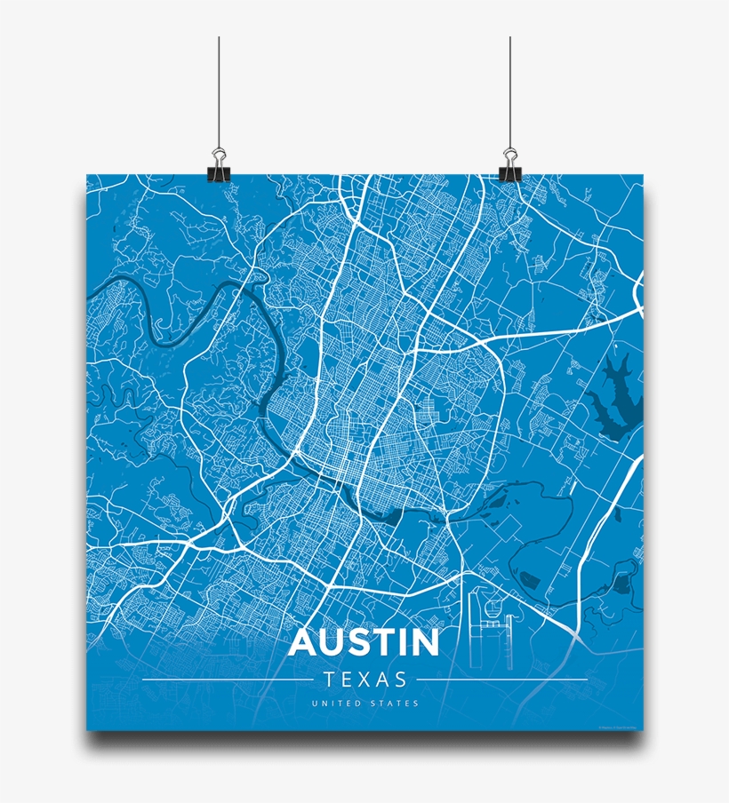 Premium Map Poster Of Austin Texas - Graphic Design, transparent png download