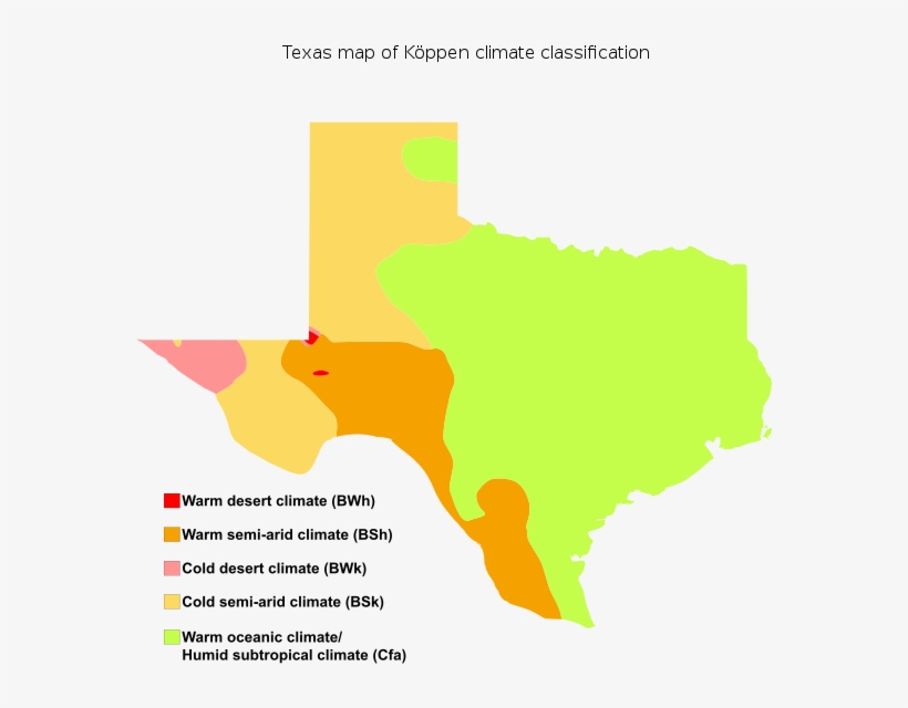 Texas Map Of Köppen Climate Classification Texas Desert Map