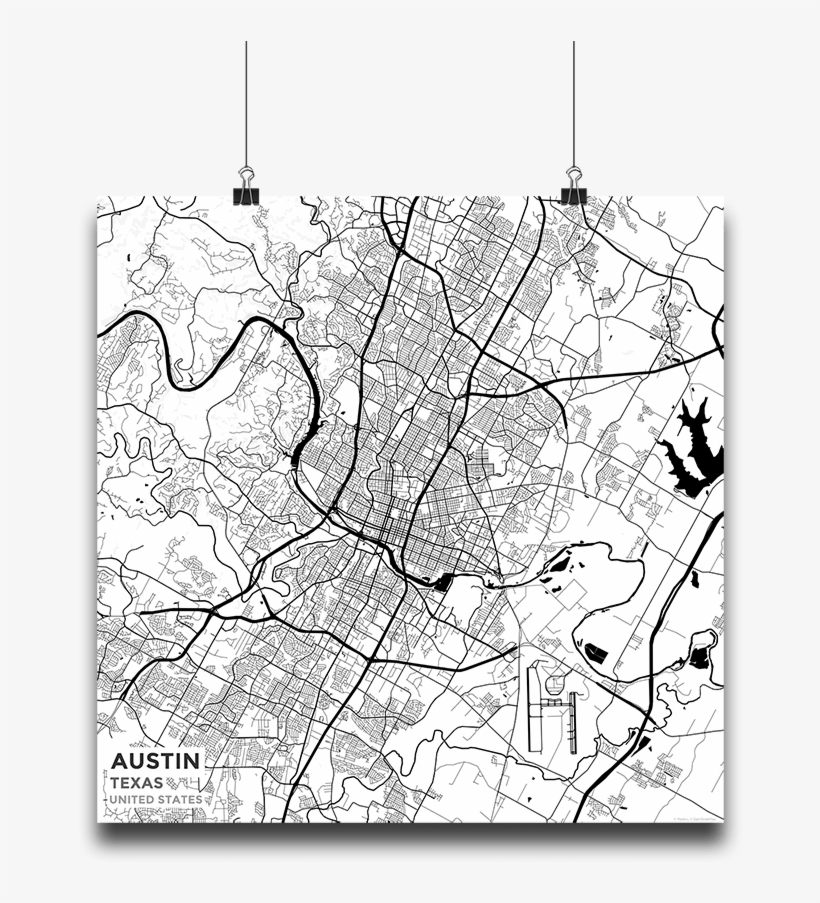 Premium Map Poster Of Austin Texas - Atlas, transparent png download
