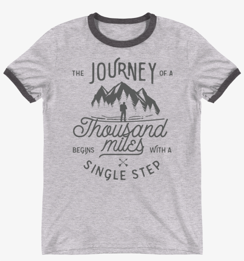 Png Journey Ringer T-shirt - Journey Of A Thousand Miles - Quotes - Wanderlust -, transparent png download