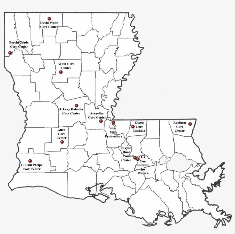 Louisiana Corrections Map - Map Of Louisiana Prisons, transparent png download