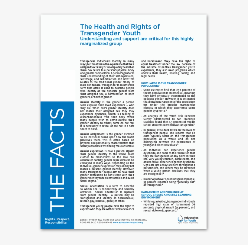 The Health And Rights Of Transgender Youth - Document, transparent png download