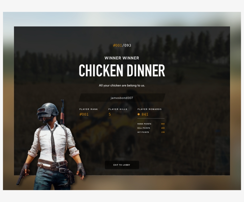 Chicken Dinner Dribbble - Playerunknowns Battlegrounds Pc - Genuine Steam Download, transparent png download