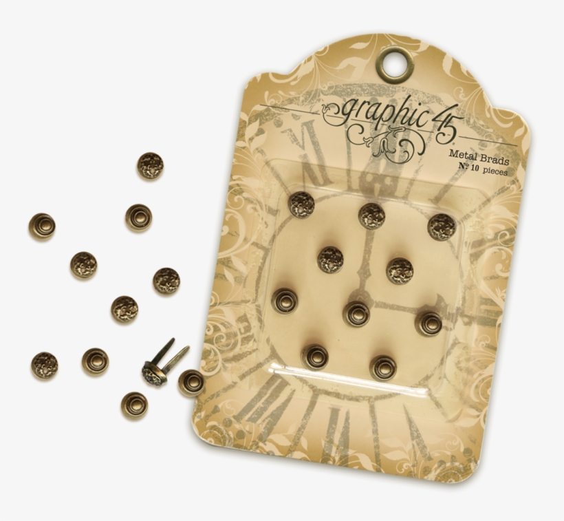 Antique Brass Stamped Metal Brads - Graphic 45 Staples - Stamped Metal Brads, transparent png download
