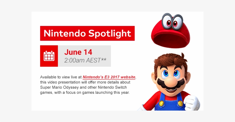 Nintendo's E3 Activities Kick Off On Wednesday June - Super Mario Odyssey (nintendo Switch), transparent png download