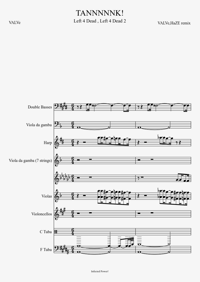 Tannnnnk Sheet Music Composed By Valve,haze Remix 1 - Left 4 Dead Piano Sheet Music, transparent png download