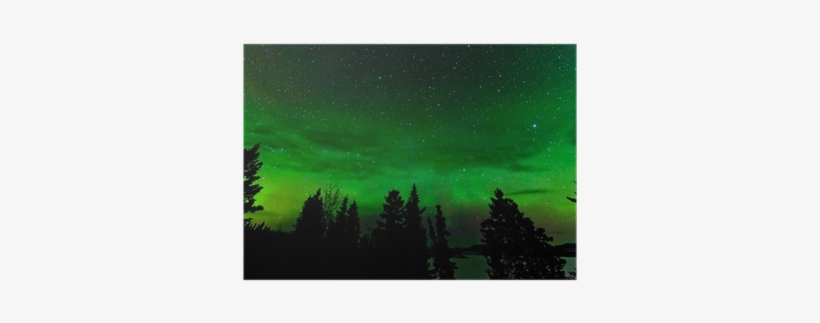 Green Glow Of Northern Lights Or Aurora Borealis Poster - Aurora, transparent png download