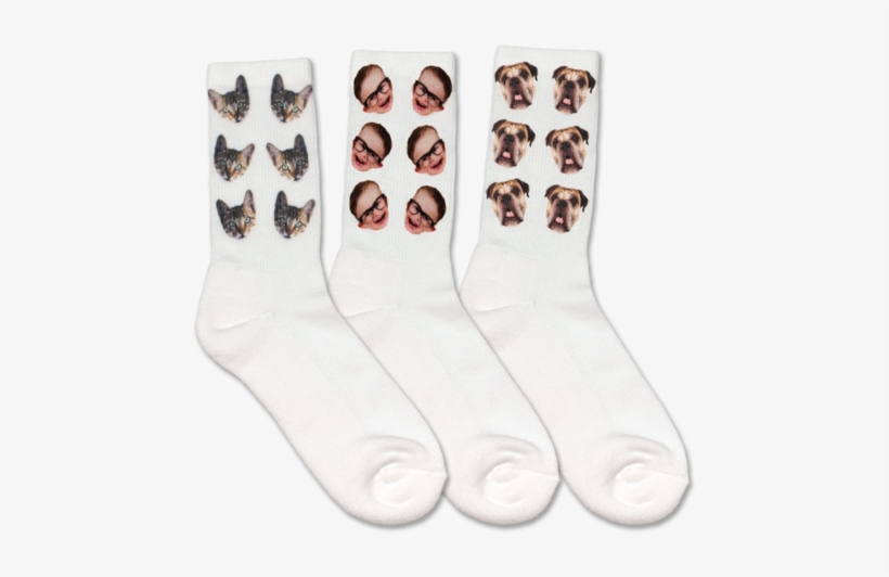 Custom Photo Head Shots Printed On White Crew Socks - Photograph, transparent png download