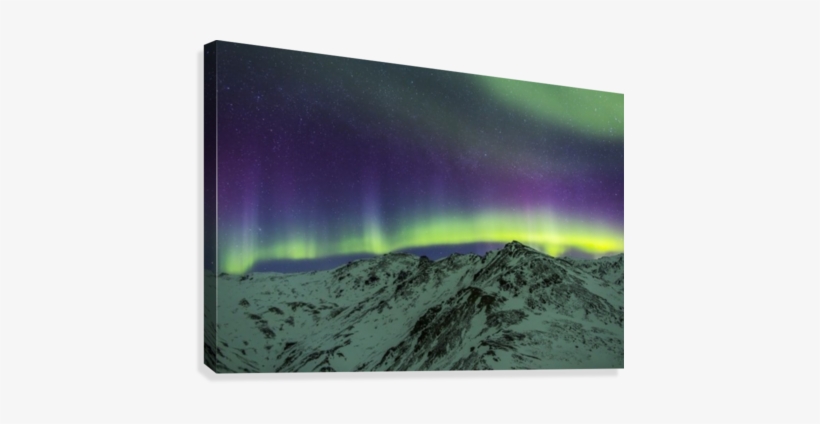 Aurora Borealis Over Mountains Within Denali National - Printscapes Wall Art: 36" X 24" Canvas Print With Black, transparent png download