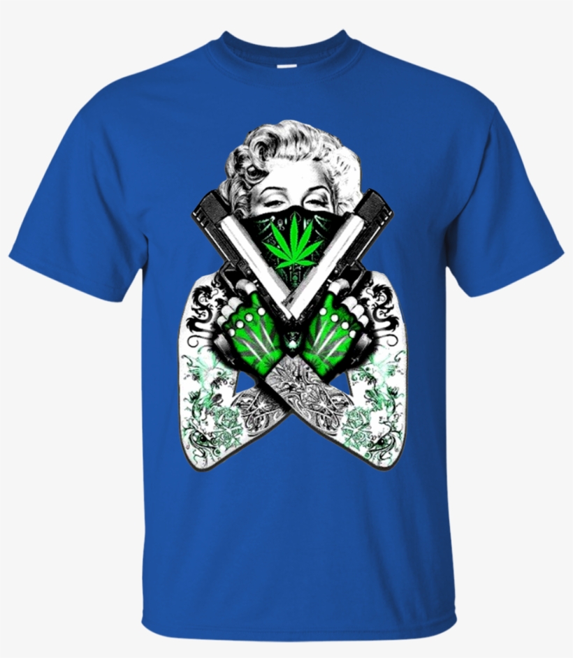 Tattooed Marilyn Death Anniversary Weed Bandana Shirt - Marilyn Monroe Guns Weed, transparent png download
