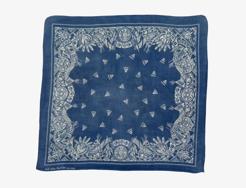 Vintage Blue Bandana With Native American Motifs - Vintage Bandana, transparent png download